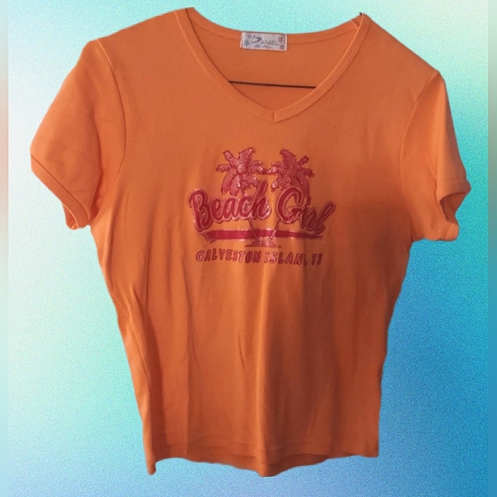 Sparkly Galveston Island Glittering Palm Tree Souvenir Tee